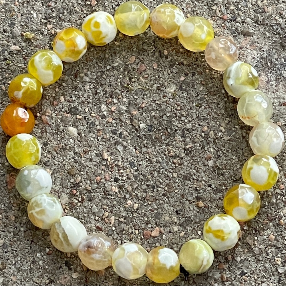 Yellow Agate Beaded Bracelet